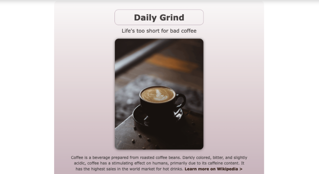 Coffee shop webpage project preview