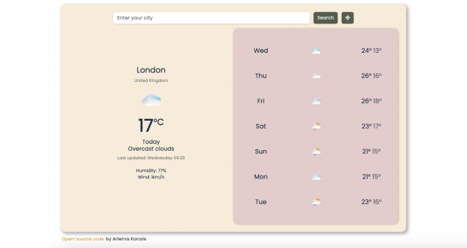 Weather app project preview